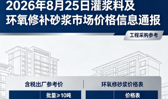 前郭2026年8月25日灌浆料及环氧修补砂浆市场价格信息通报